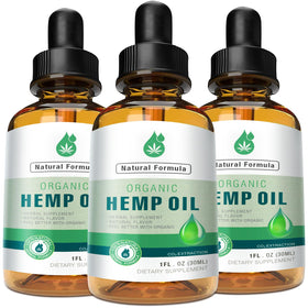 MaxHemp Huile Bio Premium 3 Pack vue avant avec gouttes naturelles