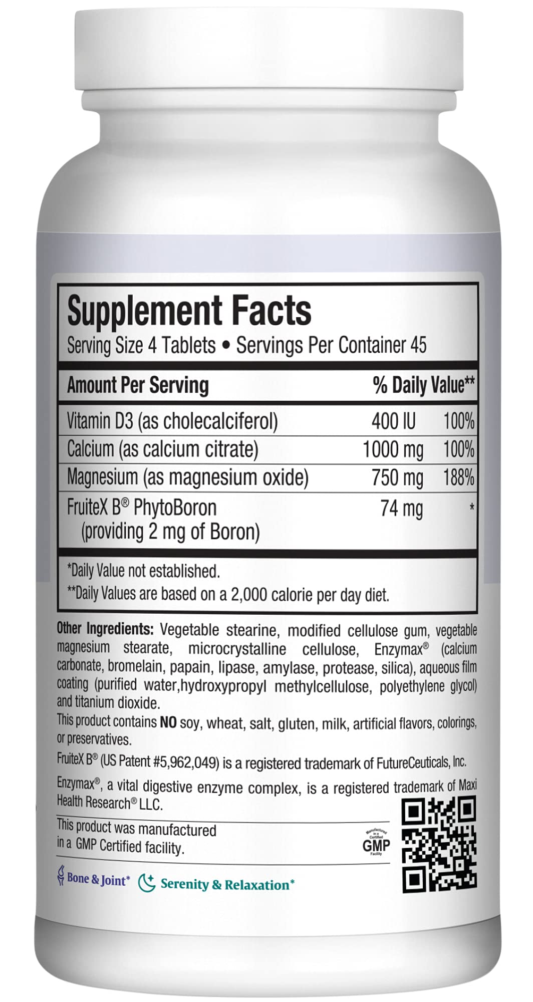 Maxi Health Cal Max Calcium 1000mg D3 et Magnésium, étiquette du produit