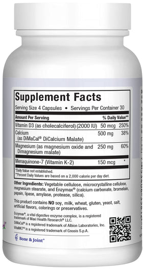 Maxi Health Capsules de Calcium D3 K2 sur un fond blanc