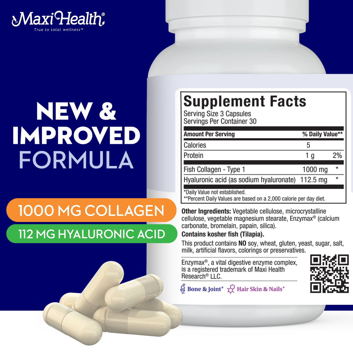 Maxi Health Collagène Marin 1000mg avec Acide Hyaluronique détails