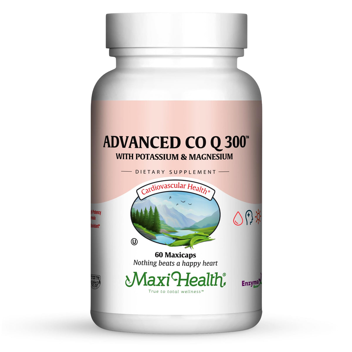 Maxi Health CoQ10 300mg capsules vue de face avec étiquette