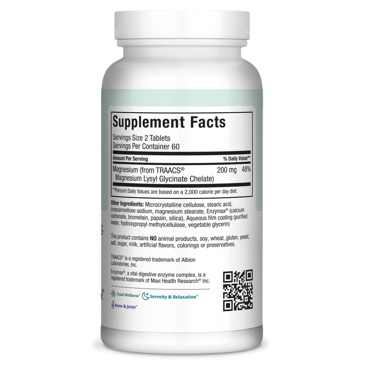 Maxi Health Magnésium Glycinate 120 comprimés avec étiquette détaillée