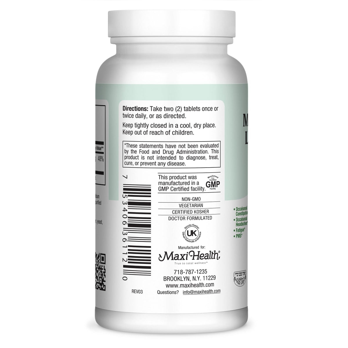 Maxi Health Magnésium Glycinate 200mg comprimés sur fond neutre