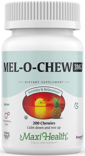 Maxi Health Mel-O-Chew 3mg Mélatonine 200 comprimés vue de face