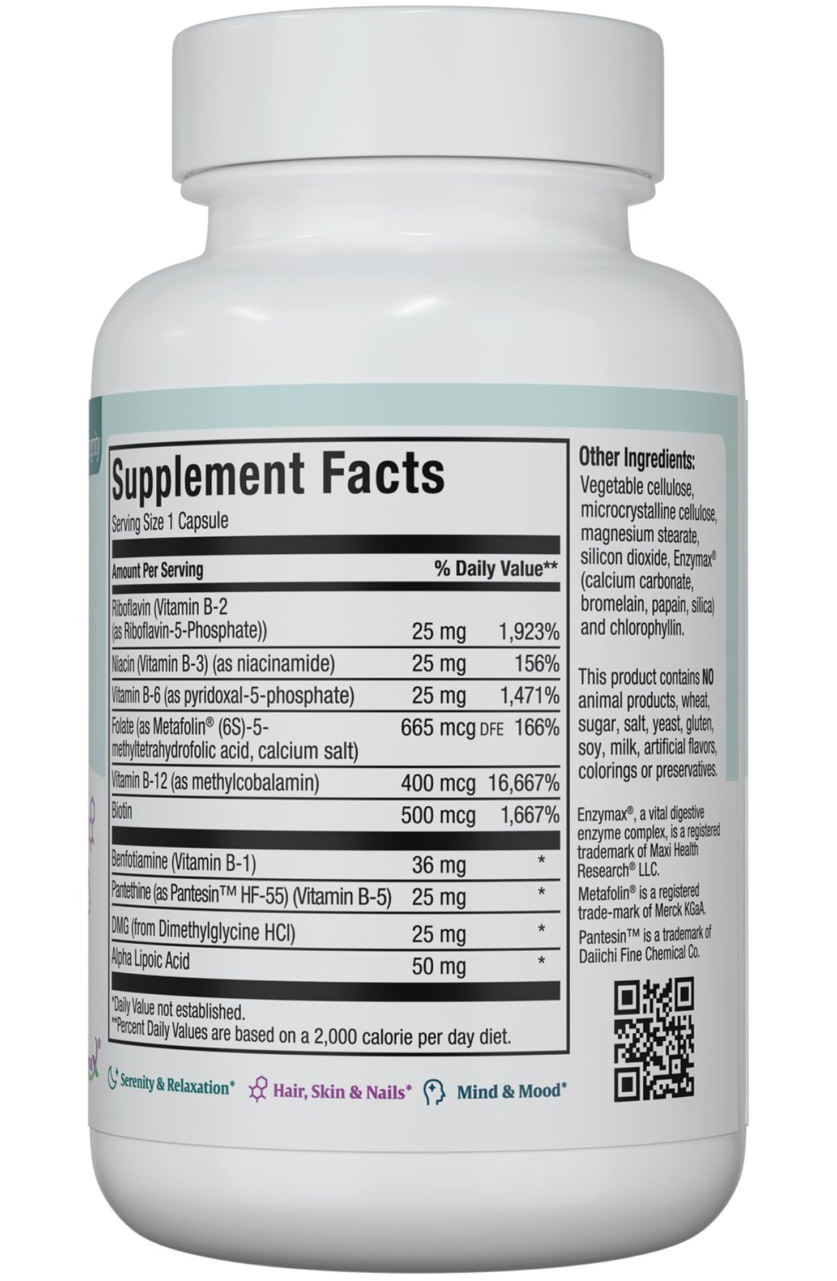Maxi Health Methyl-B Complex 60 capsules side view