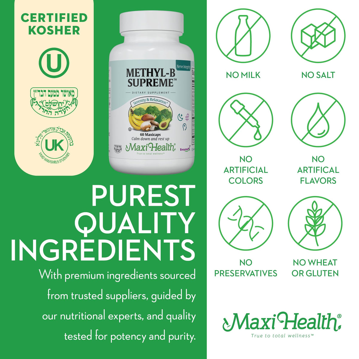 Maxi Health Methyl-B Complex 60 capsules with a glass of water