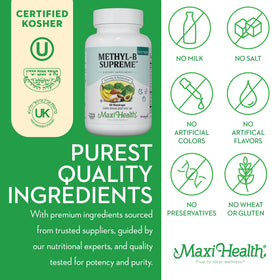 Maxi Health Methyl-B Complex 60 capsules with a glass of water