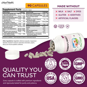 Maxi Health Multivitamines Femmes 90 capsules sur fond blanc