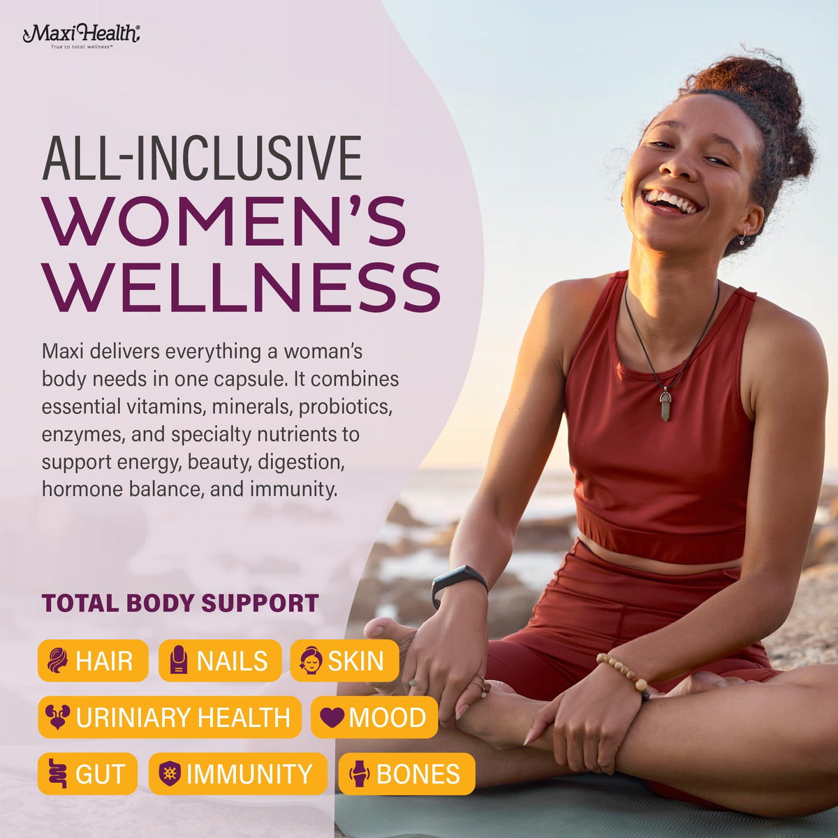 Maxi Health Multivitamines Femmes 90 capsules vue arrière