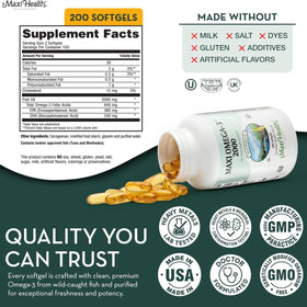 Maxi Health Omega 3 Huile de Poisson 2000mg gélules côté