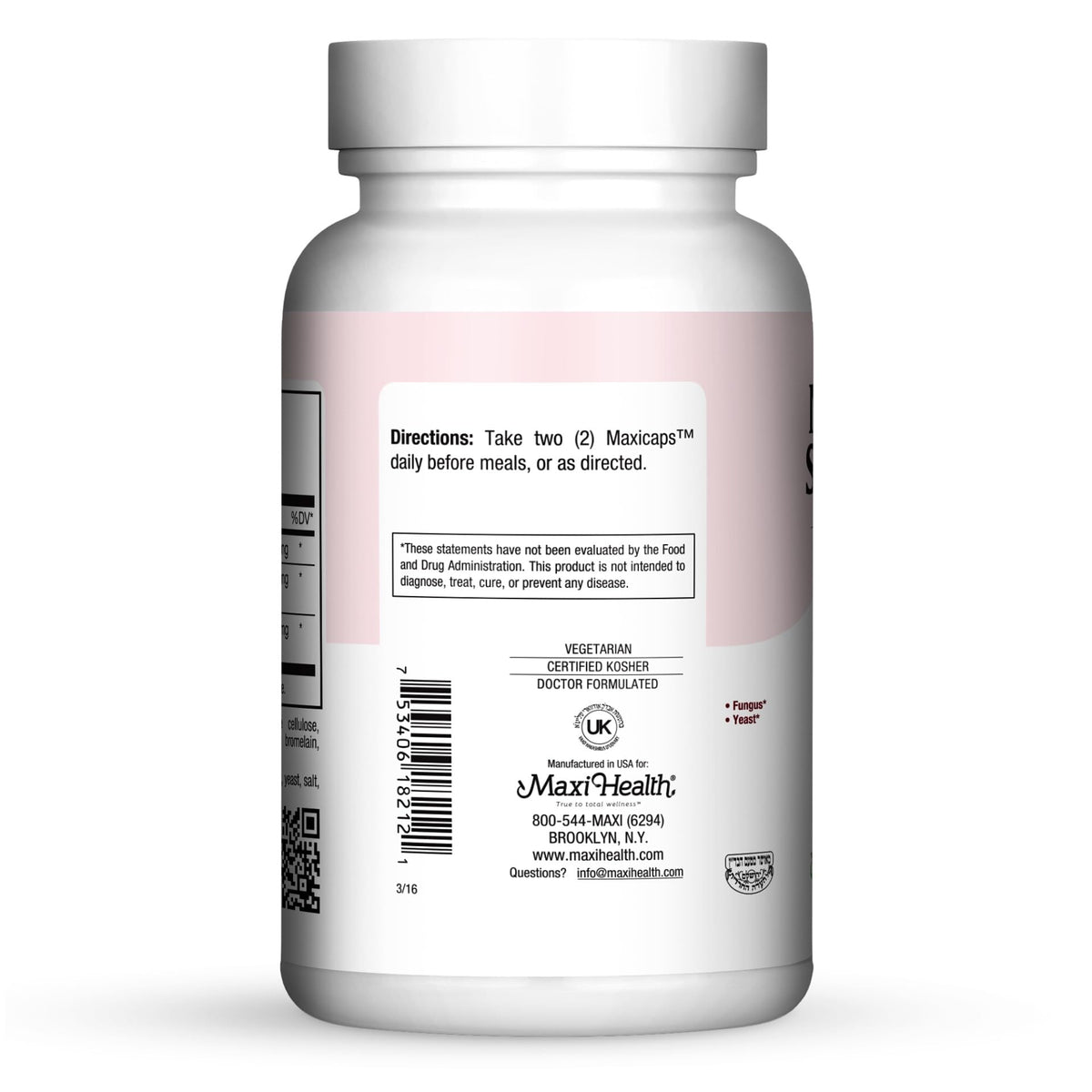 Maxi Health Probiotique Acidophilus 120 capsules en gros plan