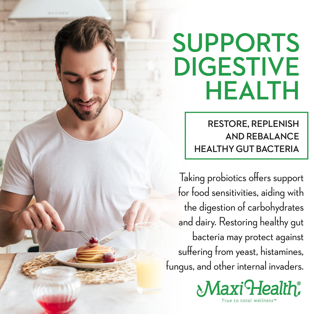 Maxi Health Probiotiques 20 Milliards CFU avec prébiotiques vue de côté
