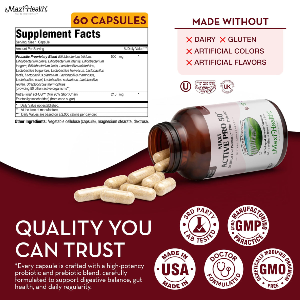 Maxi Health Probiotiques 50 Milliards CFU - Capsules