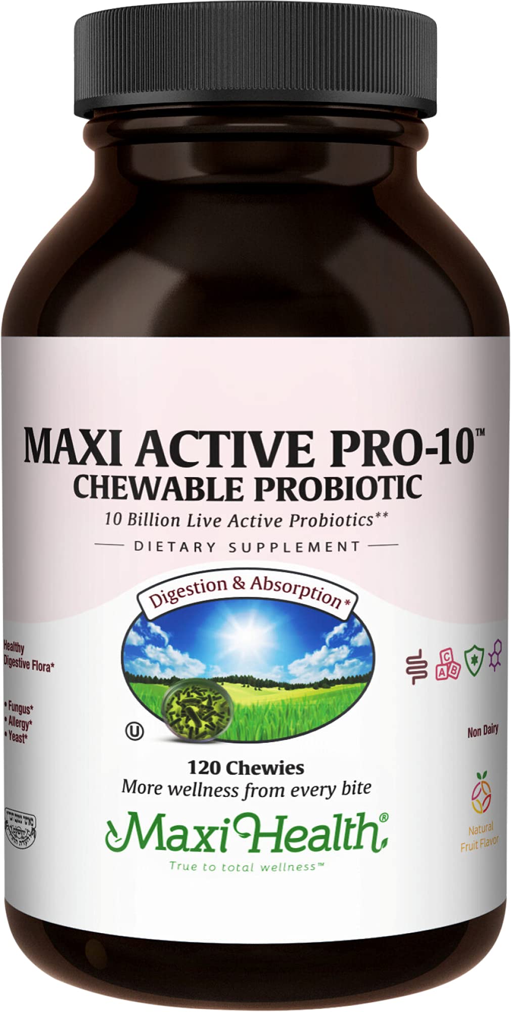 Maxi Health Probiotiques pour Enfants 10 Milliards CFU 120 Comprimés vue avant