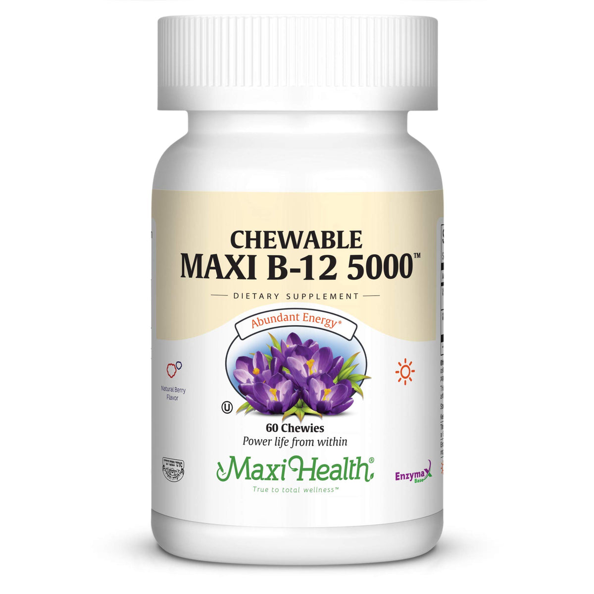 Maxi Health Vitamin B12 5000 mcg comprimés à mâcher, vue de face