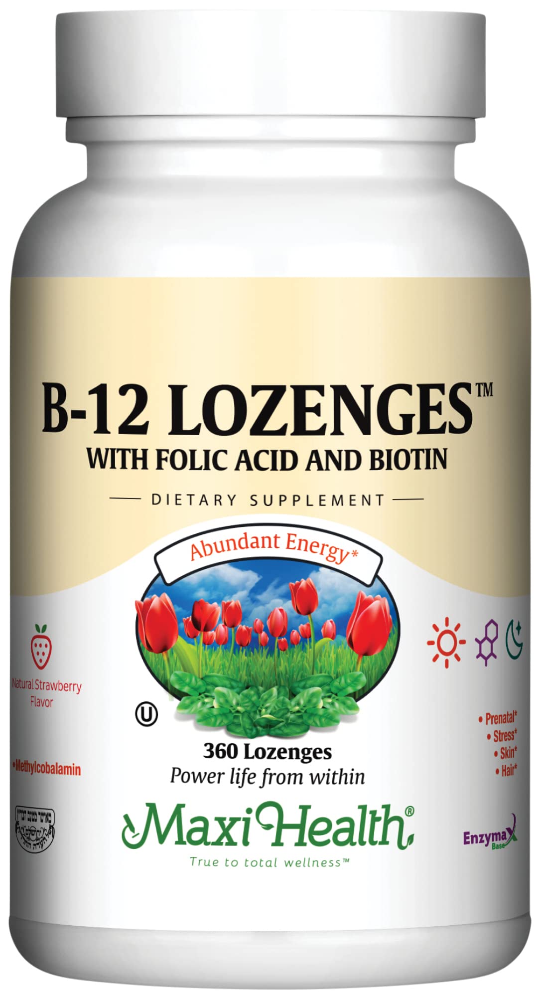 Maxi Health Vitamine B12 Fraise 360 Comprimés vue avant