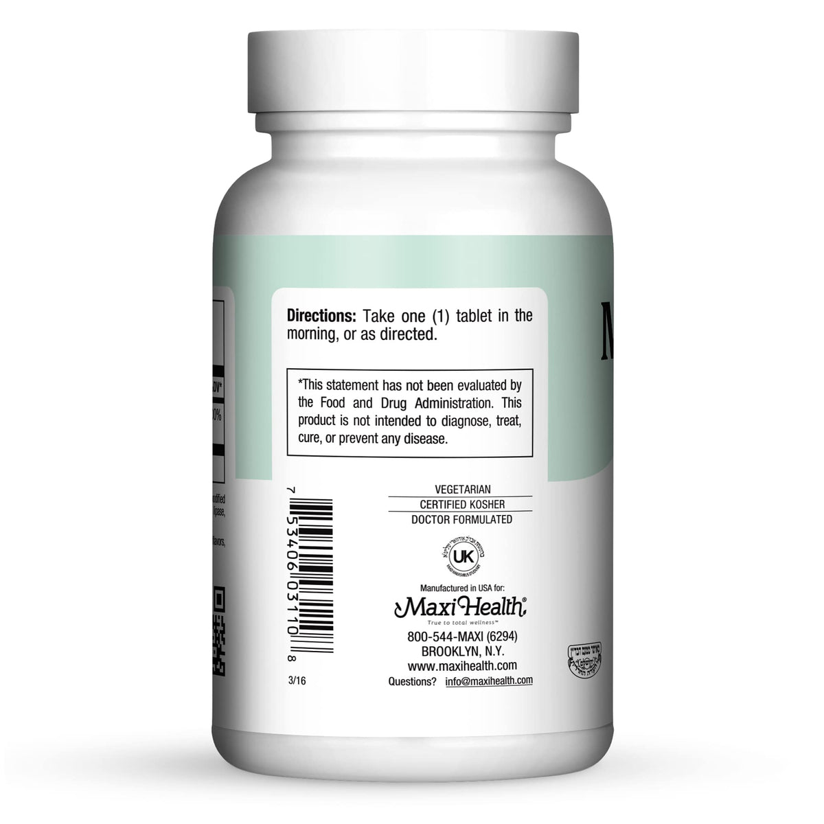 Maxi Health Vitamine B6 100mg comprimés sur fond blanc