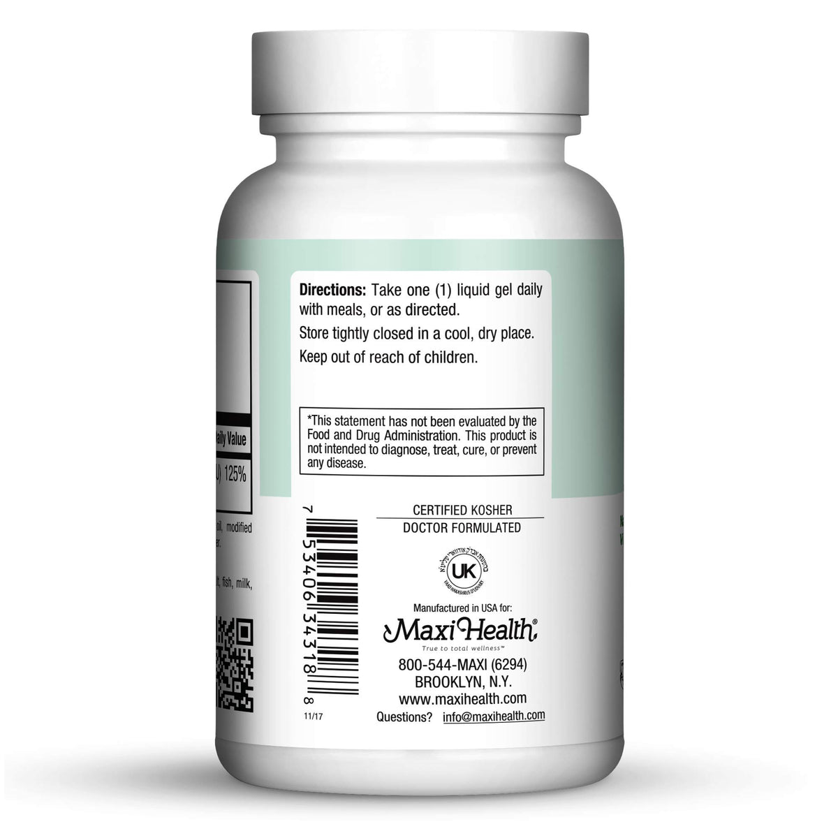 Maxi Health Vitamine D 1000 UI gélules liquides côté
