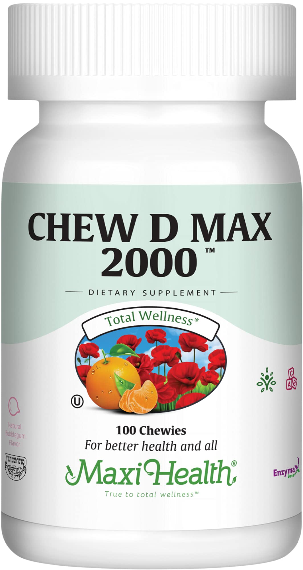 Maxi Health Vitamine D3 2000 UI comprimés à mâcher goût chewing-gum