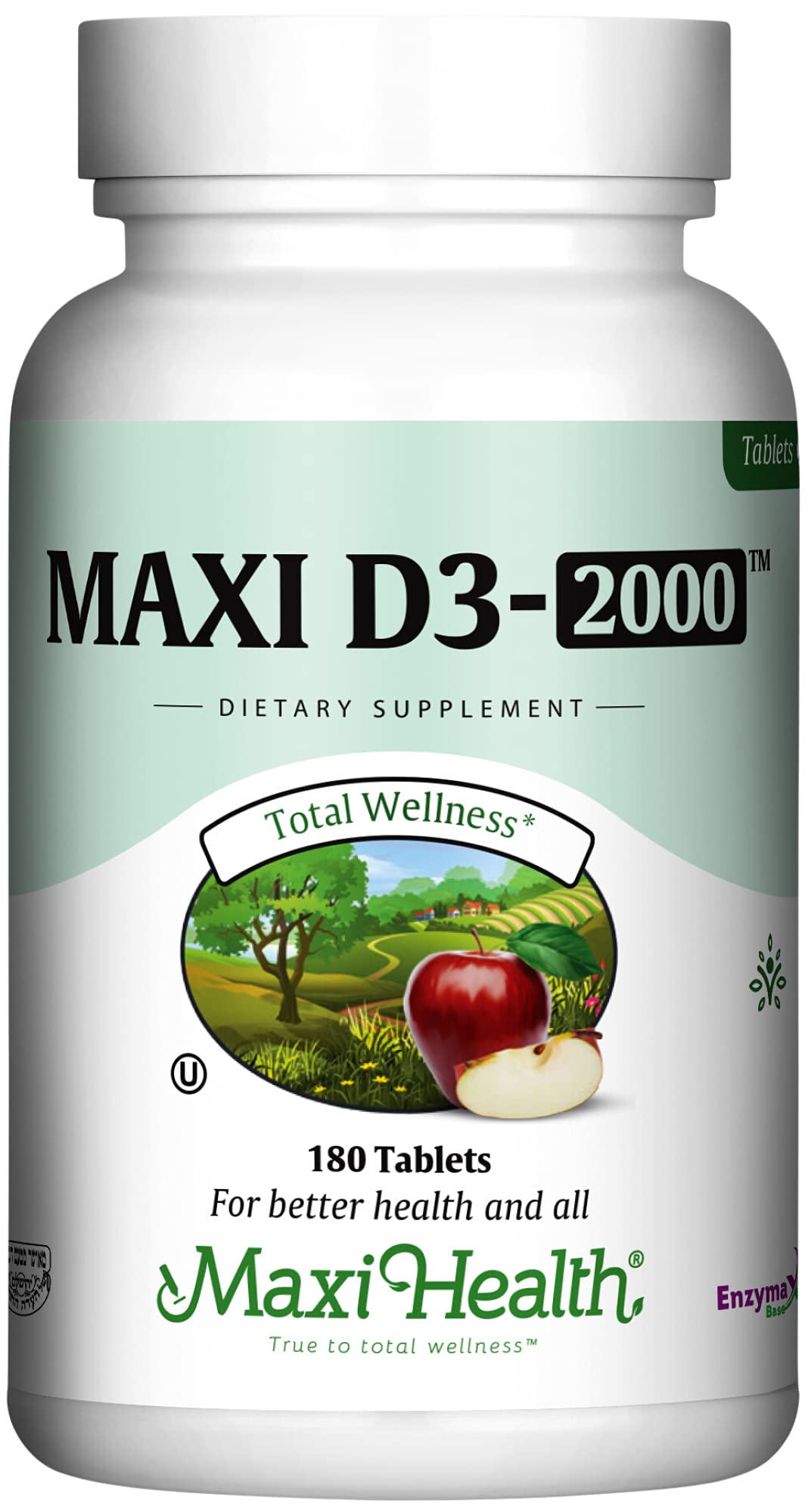 Maxi Health Vitamine D3 2000UI 180 comprimés vue de face