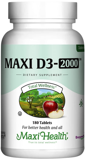 Maxi Health Vitamine D3 2000UI 180 comprimés vue de face