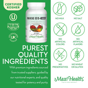 Maxi Health Vitamine D3 3000 UI - comprimés dans la main