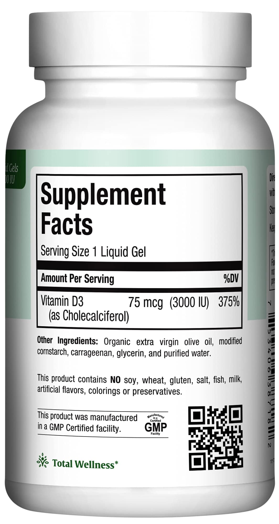 Maxi Health Vitamine D3 3000 UI gélules molles avec verre d'eau