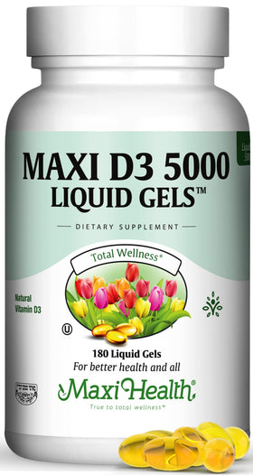 Maxi Health Vitamine D3 5000 IU 180 gélules - vue de face