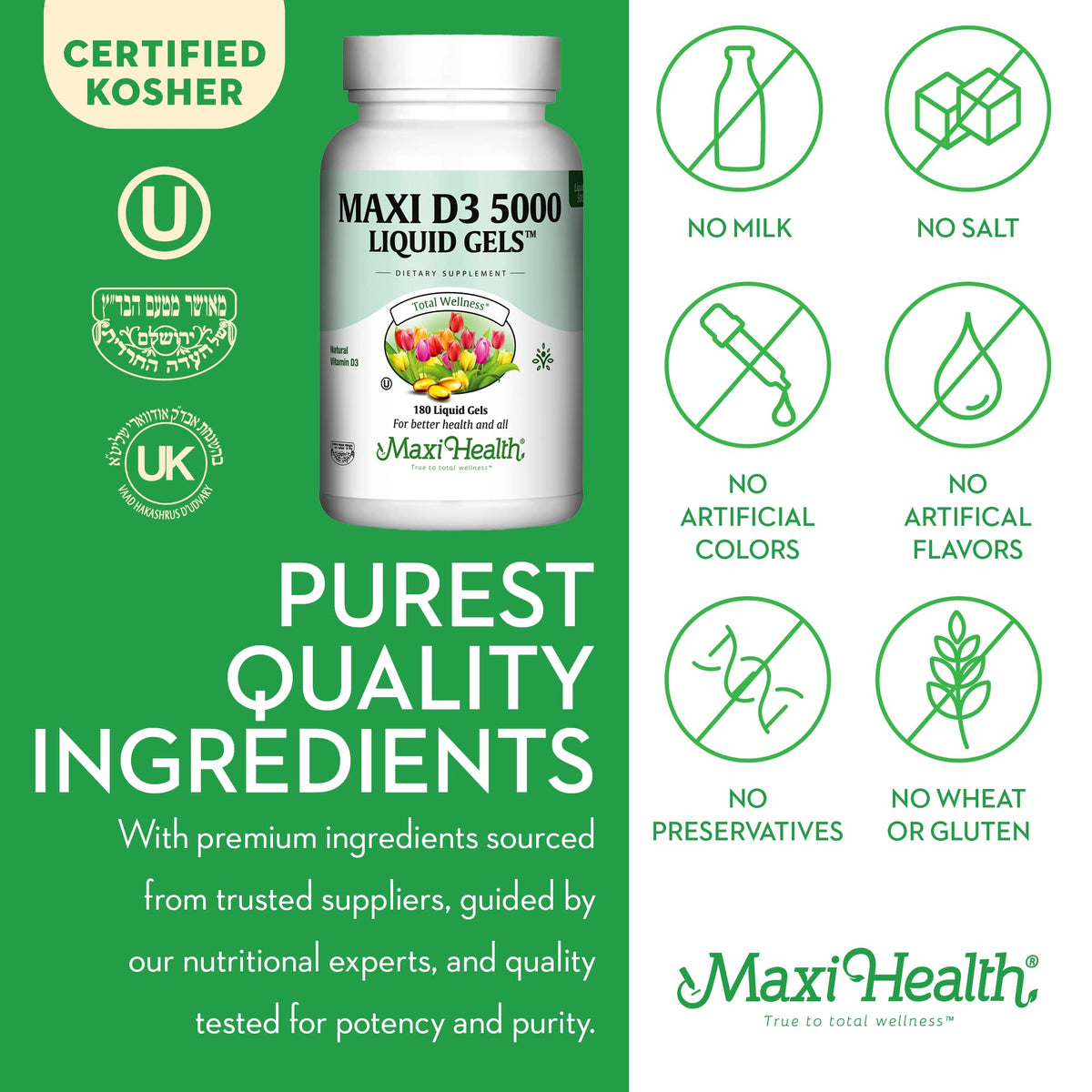 Maxi Health Vitamine D3 5000 IU - informations nutritionnelles