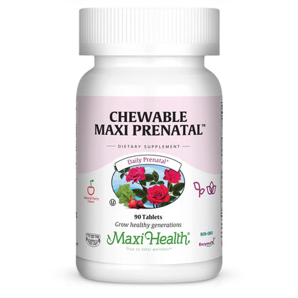 Maxi Health Vitamines Prénatales Mâchables 90 Comprimés, emballage avant