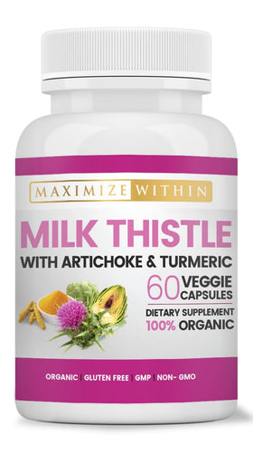 Maximize Within Chardon-Marie capsules avec des plantes en arrière-plan