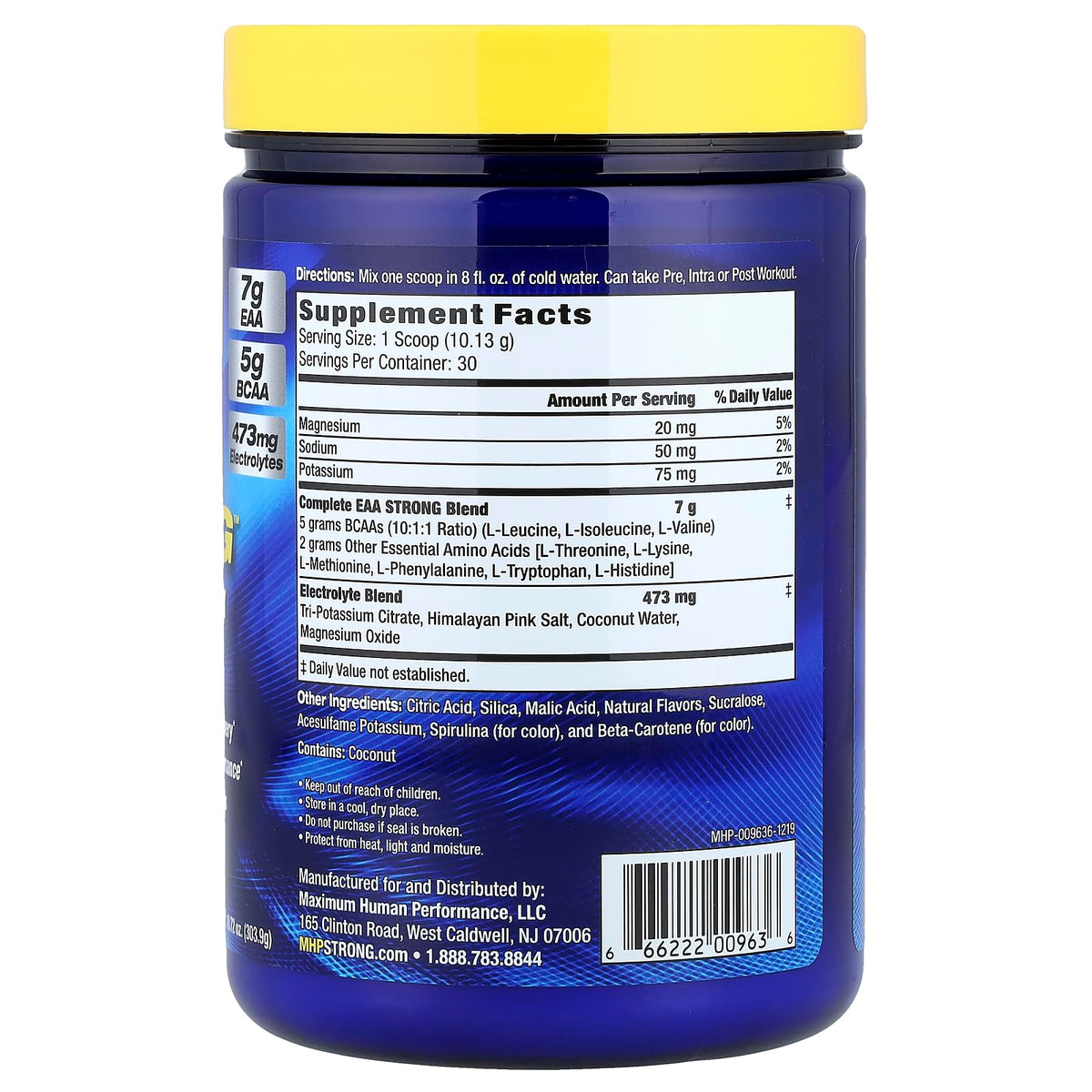 Maximum Human Performance EAA Strong 422g mélange préparé dans un verre