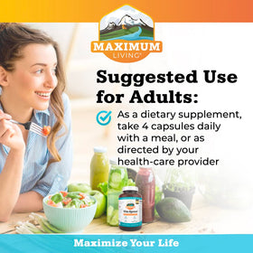 Maximum Living Vita-Sprout Multivitamine Whole-Food 120 capsules back view with ingredients