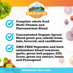 Maximum Living Vita-Sprout Multivitamine Whole-Food 120 capsules capsules close-up
