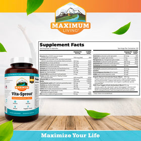 Maximum Living Vita-Sprout Multivitamine Whole-Food 120 capsules side view