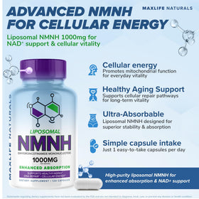 MAXLIFE NATURALS NMNH 1000mg capsules côté