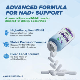 MAXLIFE NATURALS NMNH 1000mg capsules sur une table