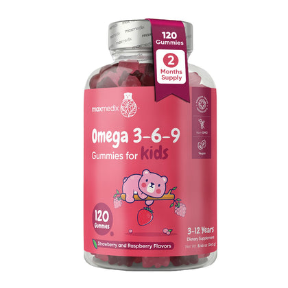 maxmedix Gommes Omega 3 6 9 pour enfants - Flacon de 120 gommes