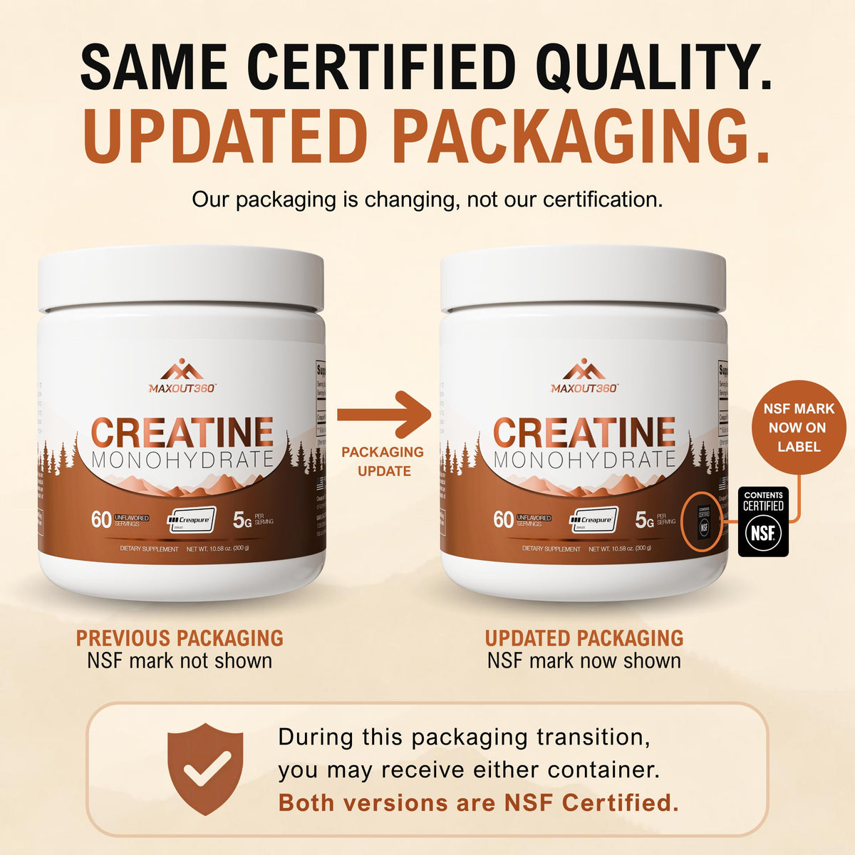 MaxOut360 Créatine Monohydrate Creapure 372g vue arrière