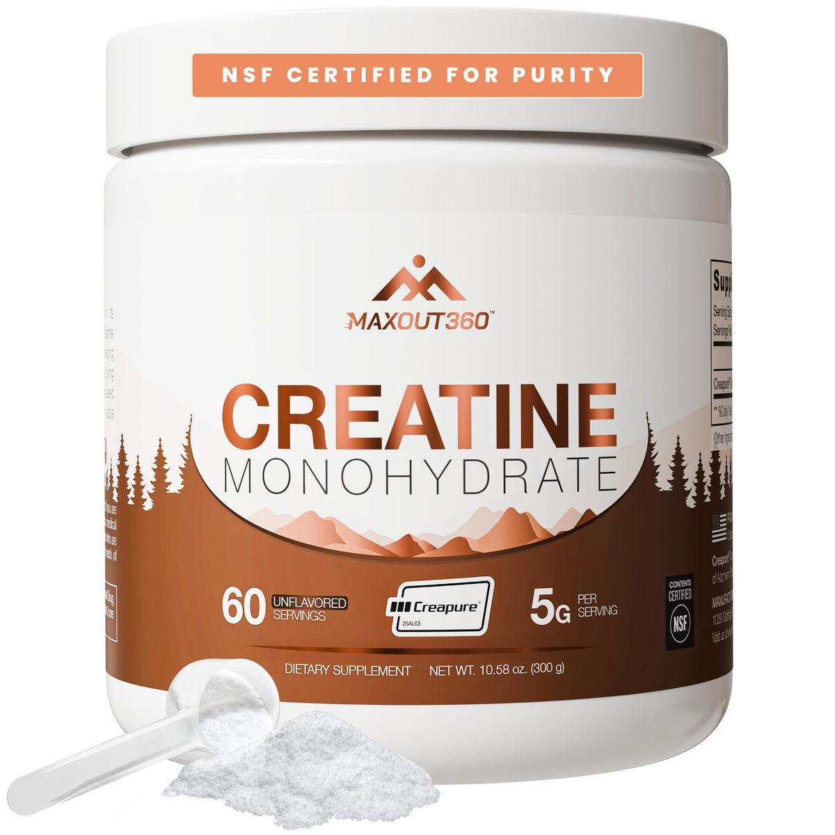 MaxOut360 Créatine Monohydrate Creapure 372g vue avant