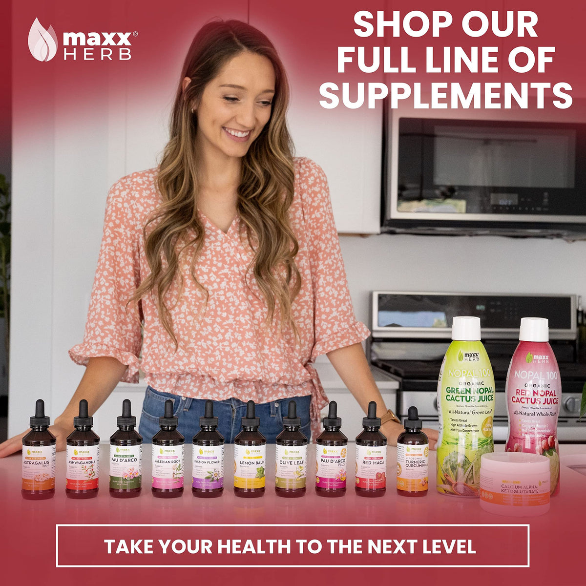 Maxx Herb Extrait Liquide de Racine de Maca Rouge affiché avec d'autres produits
