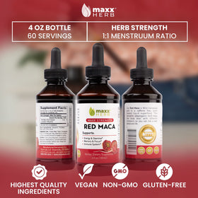 Maxx Herb Extrait Liquide de Racine de Maca Rouge étiquette