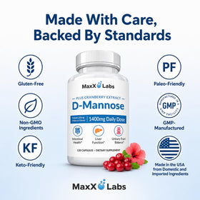 MaxX Labs D-Mannose Capsules 1400 Mg detailed view of capsule