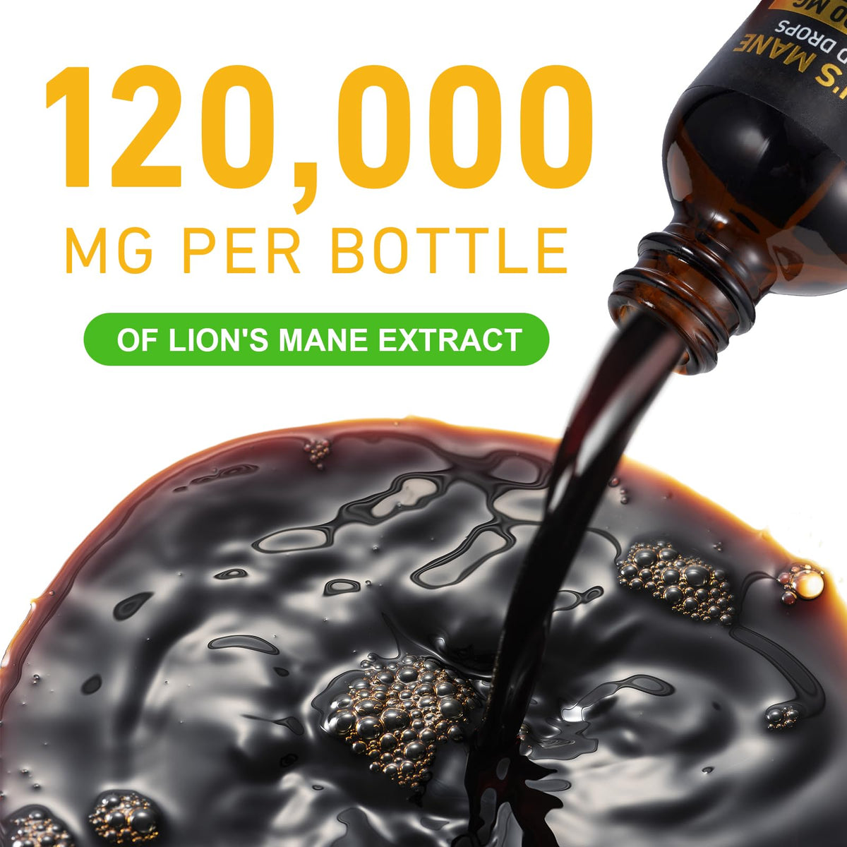 MAYPJHEH Gouttes de Champignon Crinière de Lion 120 000 mg sur une table