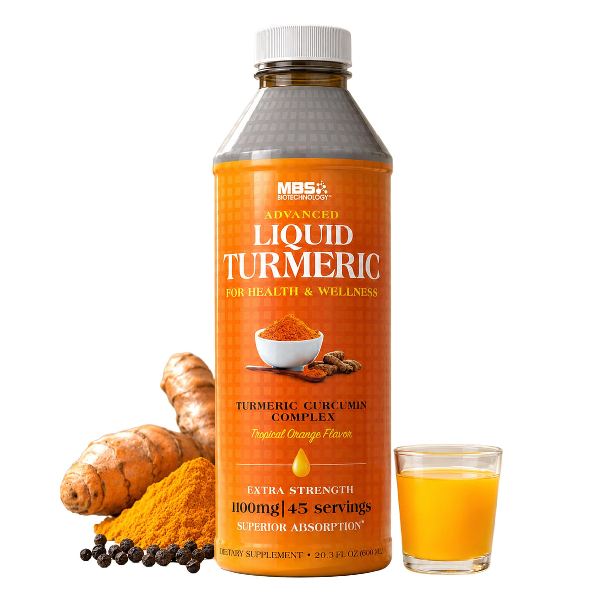 MBS Biotechnology Curcuma Liquide 1100mg bouteille vue de face