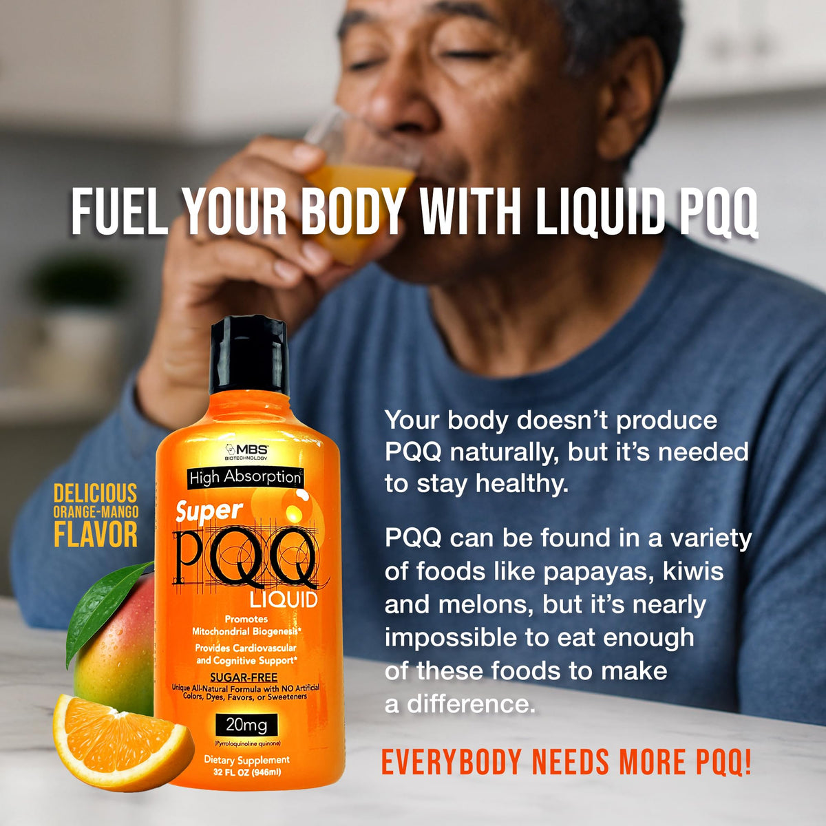 MBS Biotechnology Super PQQ Liquide 20 mg avec cuillère doseuse