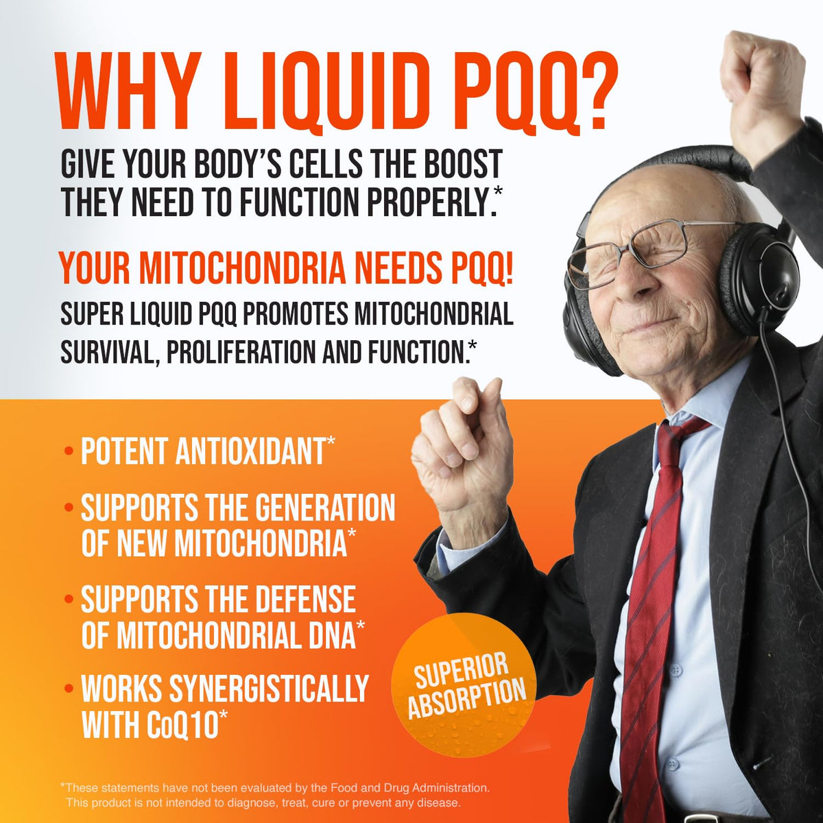 MBS Biotechnology Super PQQ Liquide 20 mg avec fruits en arrière-plan