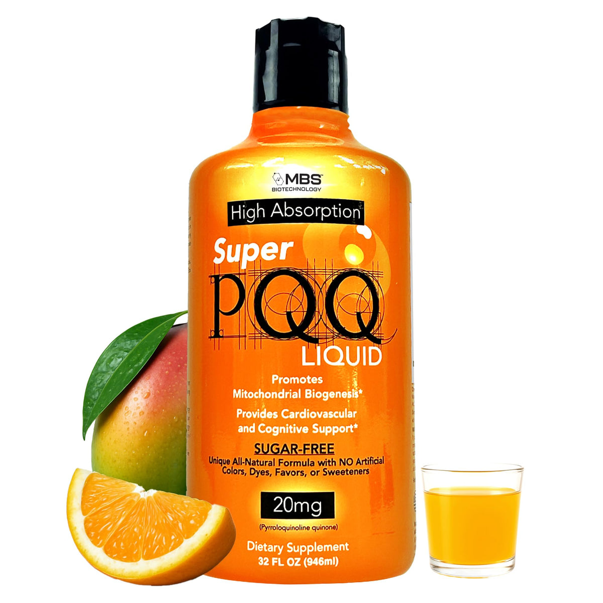 MBS Biotechnology Super PQQ Liquide 20 mg bouteille vue avant