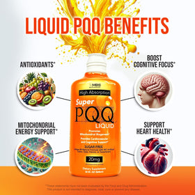 MBS Biotechnology Super PQQ Liquide 20 mg versé dans un verre