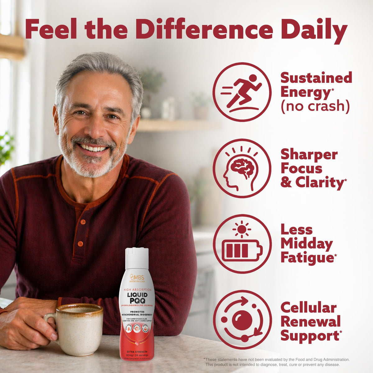 MBS Biotechnology Super PQQ Liquide 80mg 500ml vue de côté